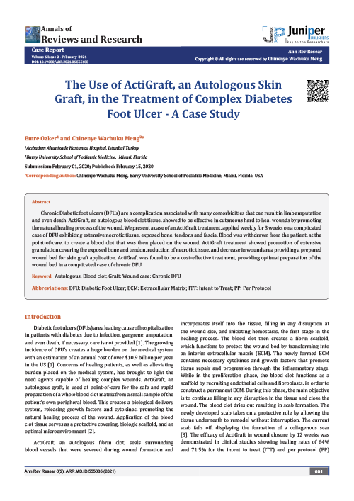 The Use Of ActiGraft, An Autologous Skin Graft, In The Treatment Of Complex Diabetes Foot Ulcer