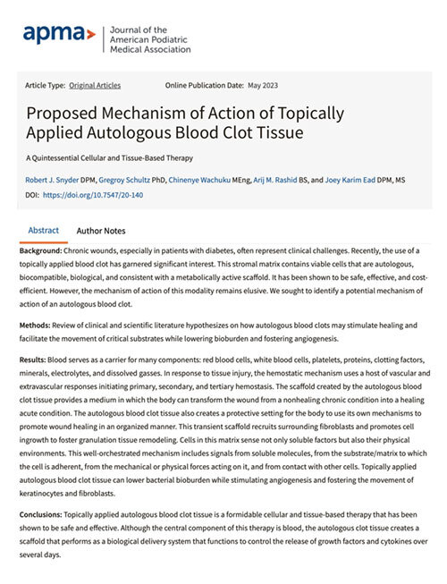 Proposed Mechanism Of Action Of Topically Applied Autologous Blood Clot Tissue: A Quintessential Cellular And Tissue Based Therapy