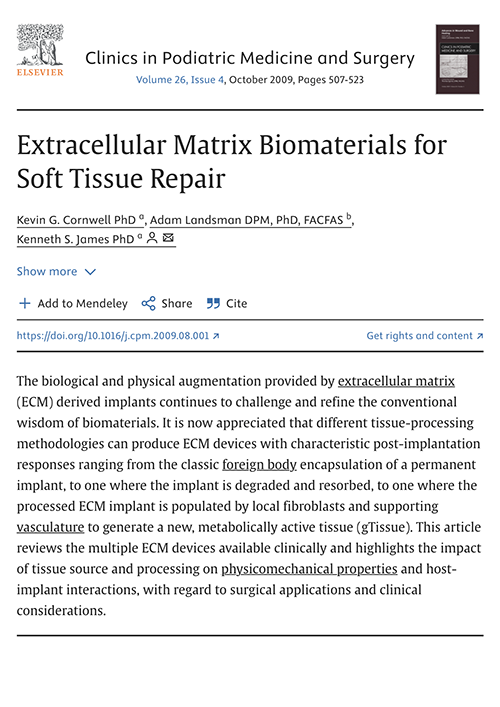 Extracellular Matrix Biomaterials for Soft Tissue Repair