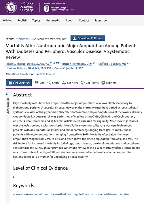 Mortality After Nontraumatic Major Amputation Among Patients With Diabetes and Peripheral Vascular Disease: A Systematic Review
